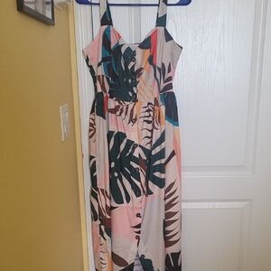 Tropical Print Maxi Dress